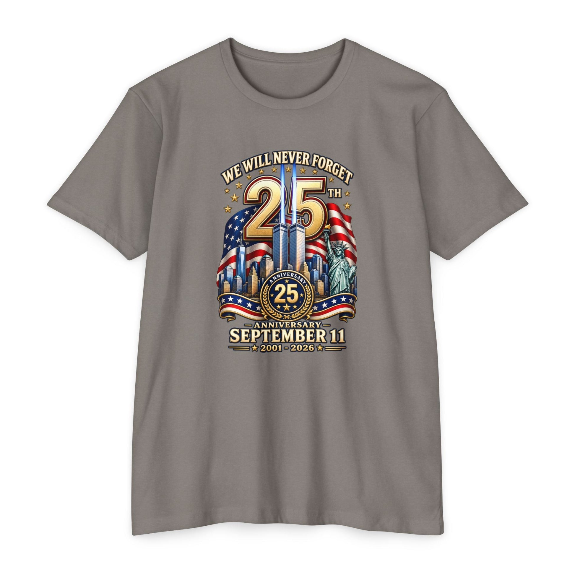 September 11 25th Anniversary Memorial T-Shirt | Twin Towers Edition - PatriotDepot.com