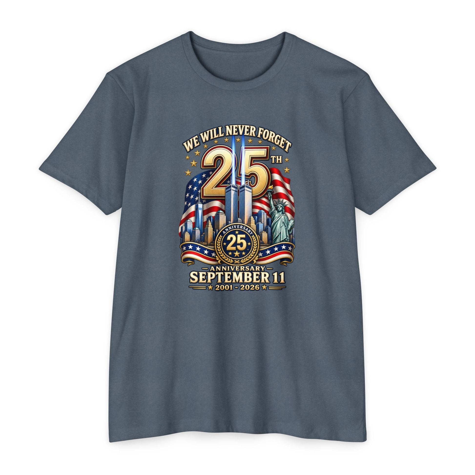 September 11 25th Anniversary Memorial T-Shirt | Twin Towers Edition - PatriotDepot.com