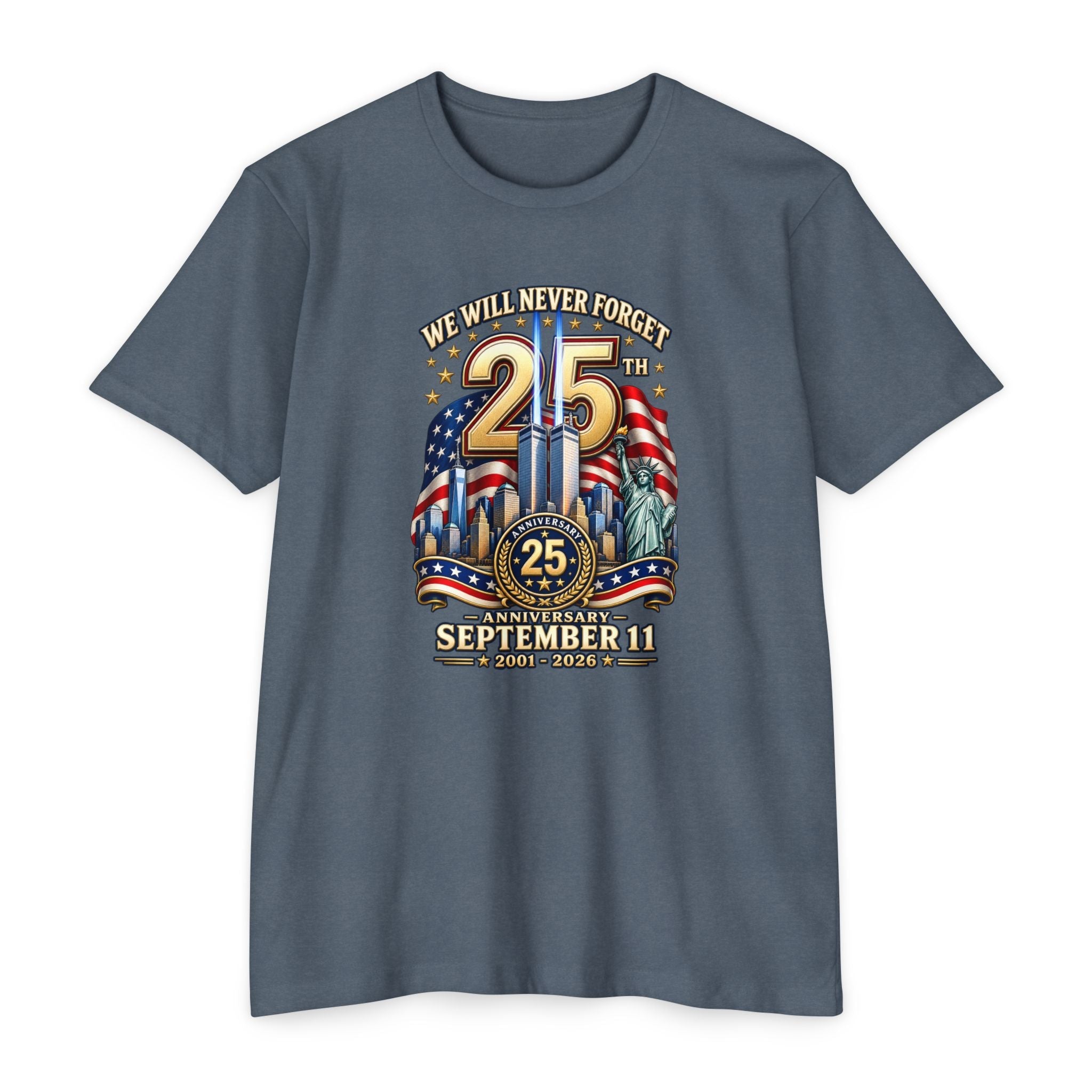 September 11 25th Anniversary Memorial T-Shirt | Twin Towers Edition - PatriotDepot.com