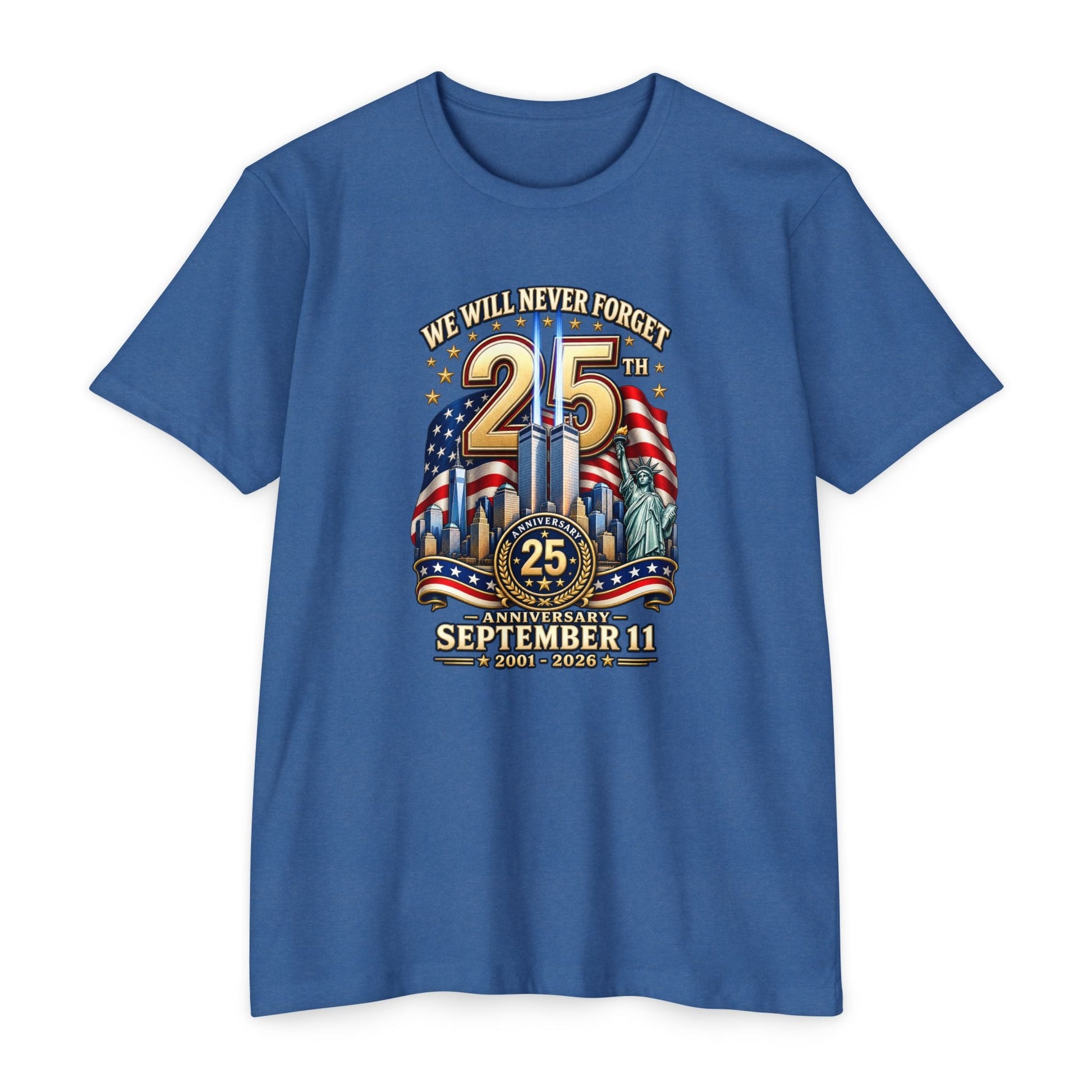 September 11 25th Anniversary Memorial T-Shirt | Twin Towers Edition - PatriotDepot.com