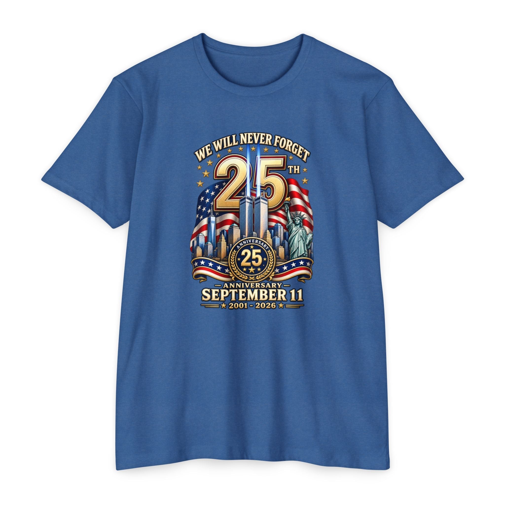 September 11 25th Anniversary Memorial T-Shirt | Twin Towers Edition - PatriotDepot.com