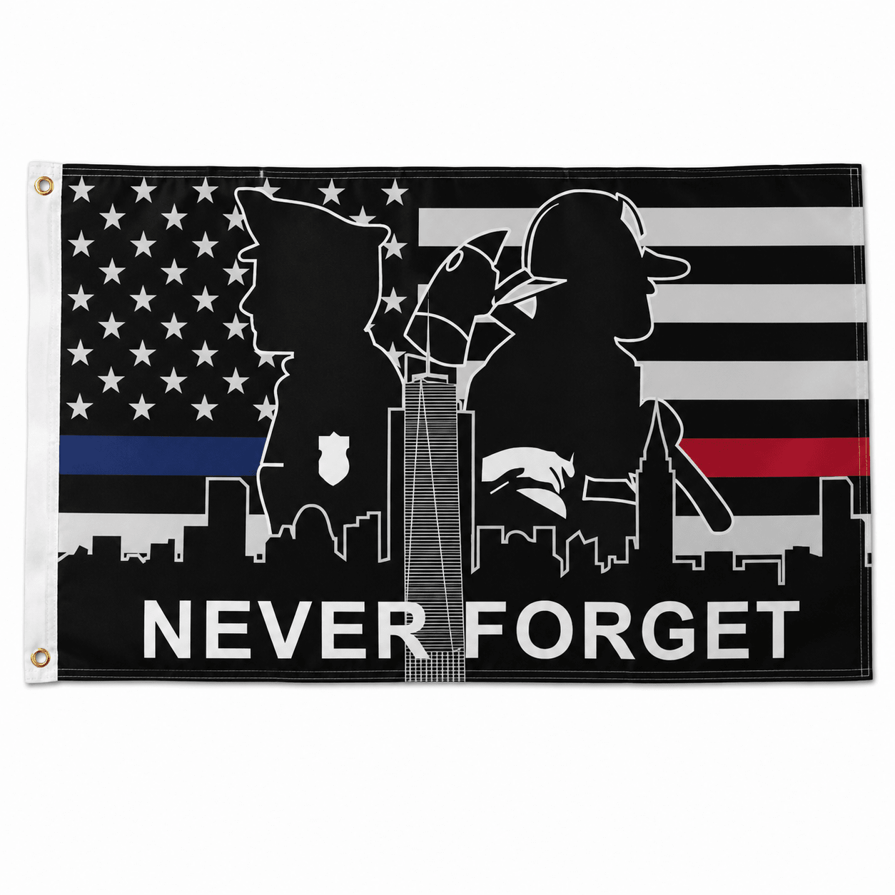 September 11 First Responders Memorial Flag | 3'x5' Patriot Day 25th Anniversary Never Forget Flag - PatriotDepot.com