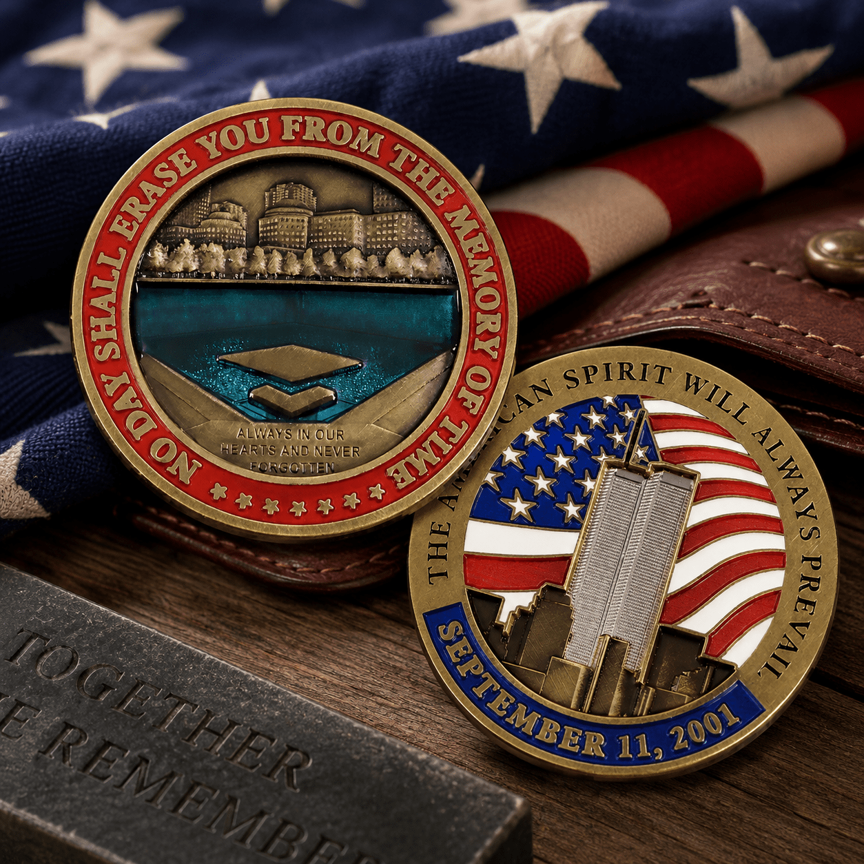 September 11 Memorial Challenge Coin – No Day Shall Erase You From the Memory of Time - PatriotDepot.com