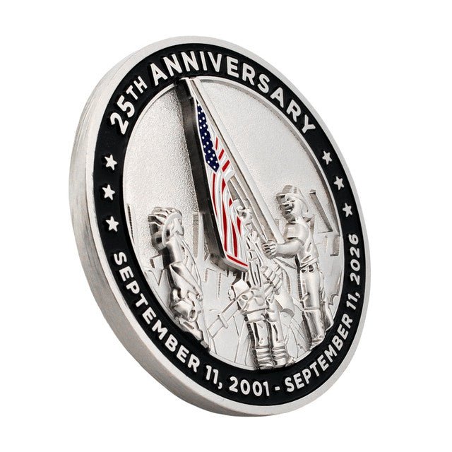 September 11 Never Forget 25th Anniversary Challenge Coin | Courage & Remembrance Edition | 2001–2026 - PatriotDepot.com