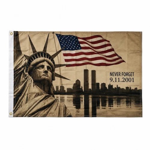 September 11 Never Forget 25th Anniversary Tribute Flag | 3'x5' Patriotic Memorial Flag - PatriotDepot.com