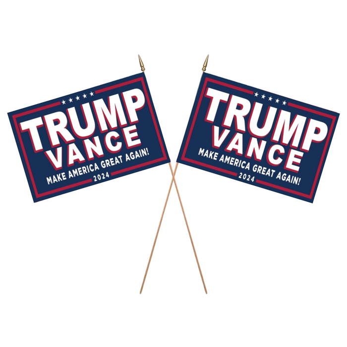 Trump Vance 2024 Wooden Stick Flags (2 Pack)