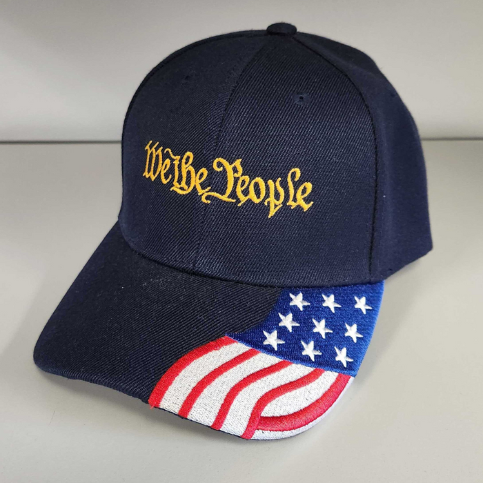 We the People Embroidered Hat w/ Flag Bill (Navy)