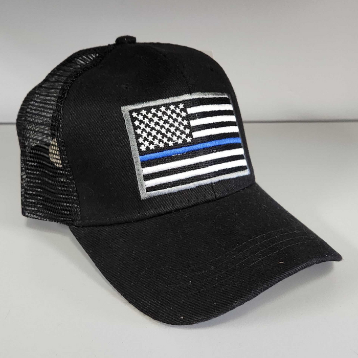 Thin Blue Line Trucker Hat (Black)