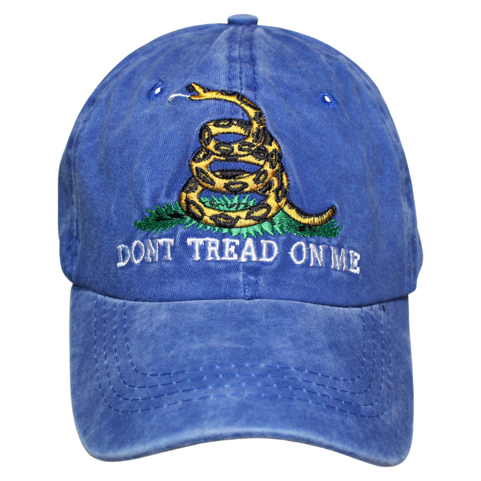 Gadsden Don't Tread on Me Washed Embroidered Hat (Blue)