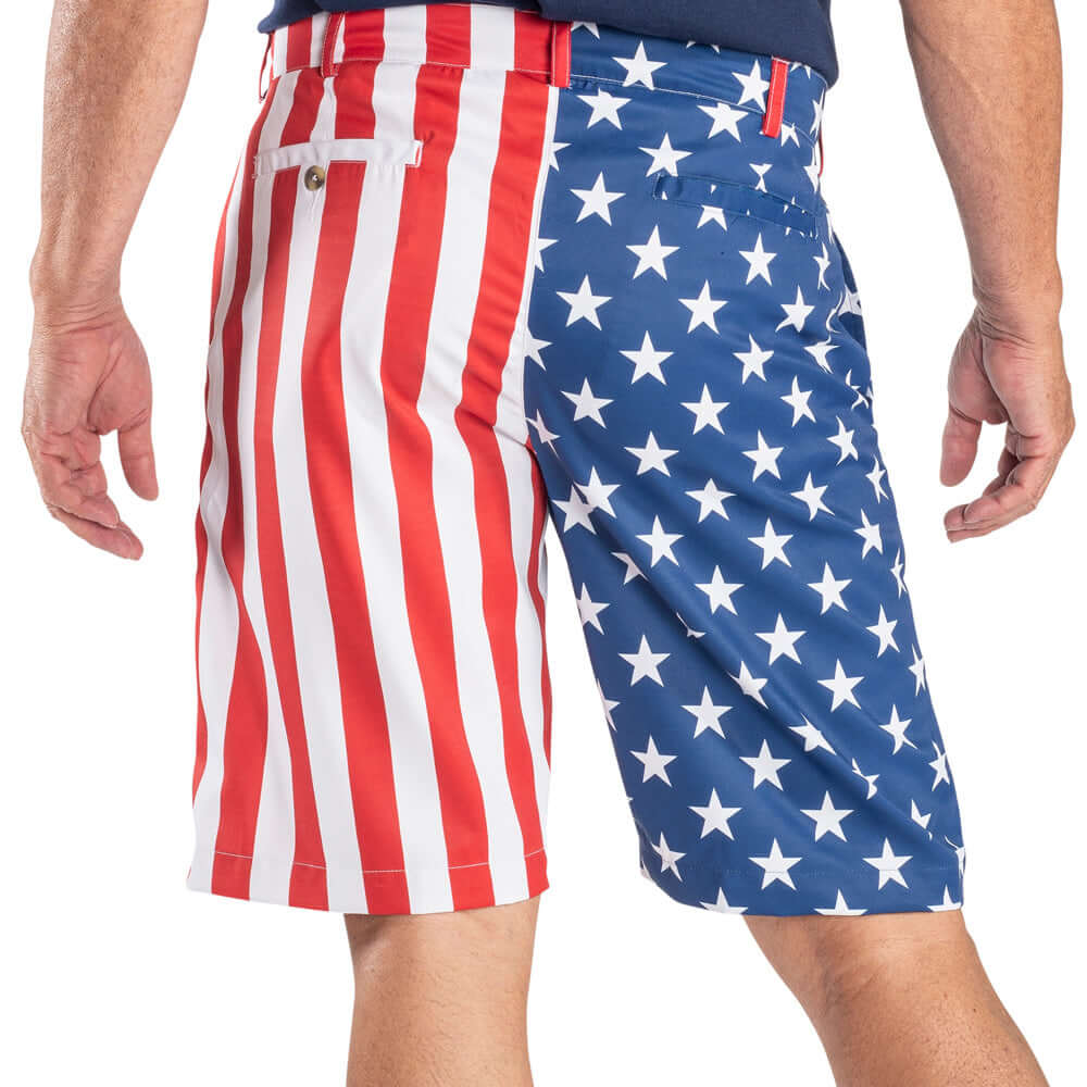 Stars & Stripes Patriot Golf Shorts - Men's American Flag Performance Shorts - PatriotDepot.com