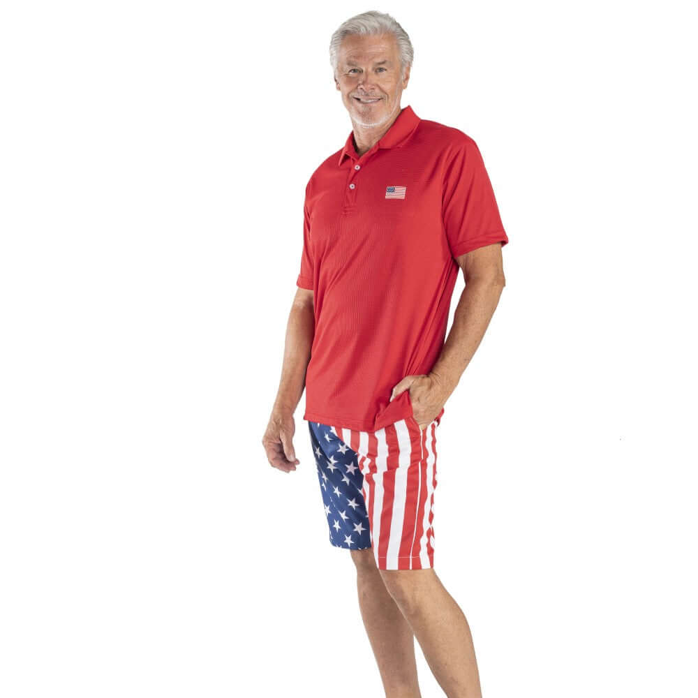 Stars & Stripes Patriot Golf Shorts - Men's American Flag Performance Shorts - PatriotDepot.com