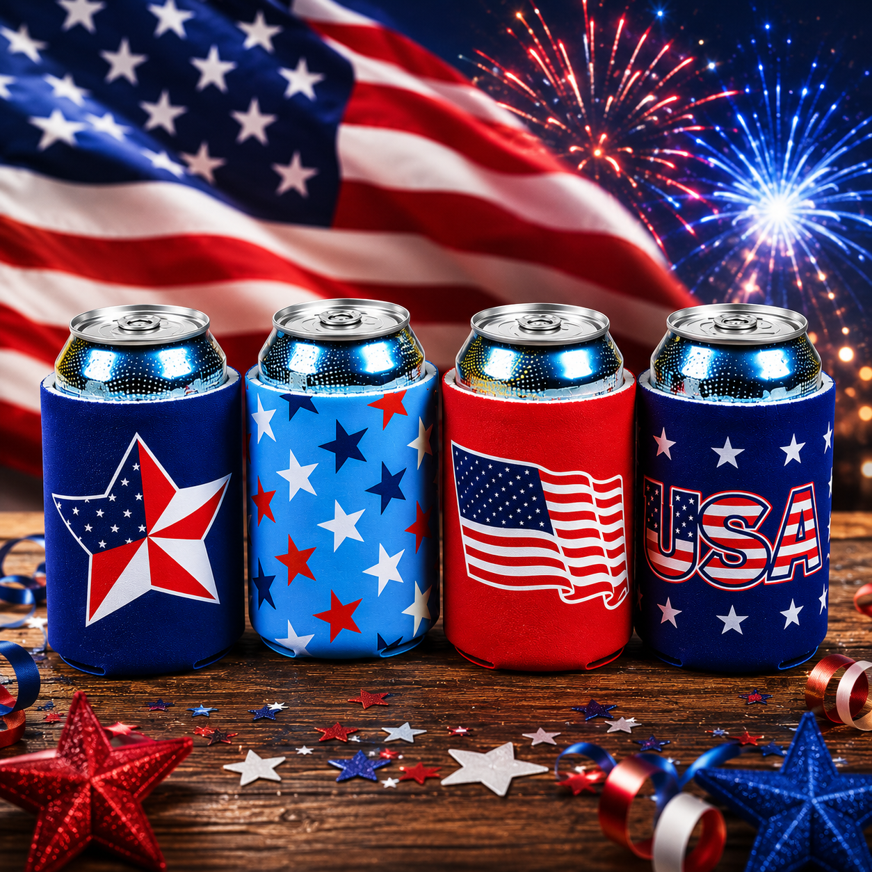 Stars & Stripes USA Can Jackets (4 Pack) - PatriotDepot.com