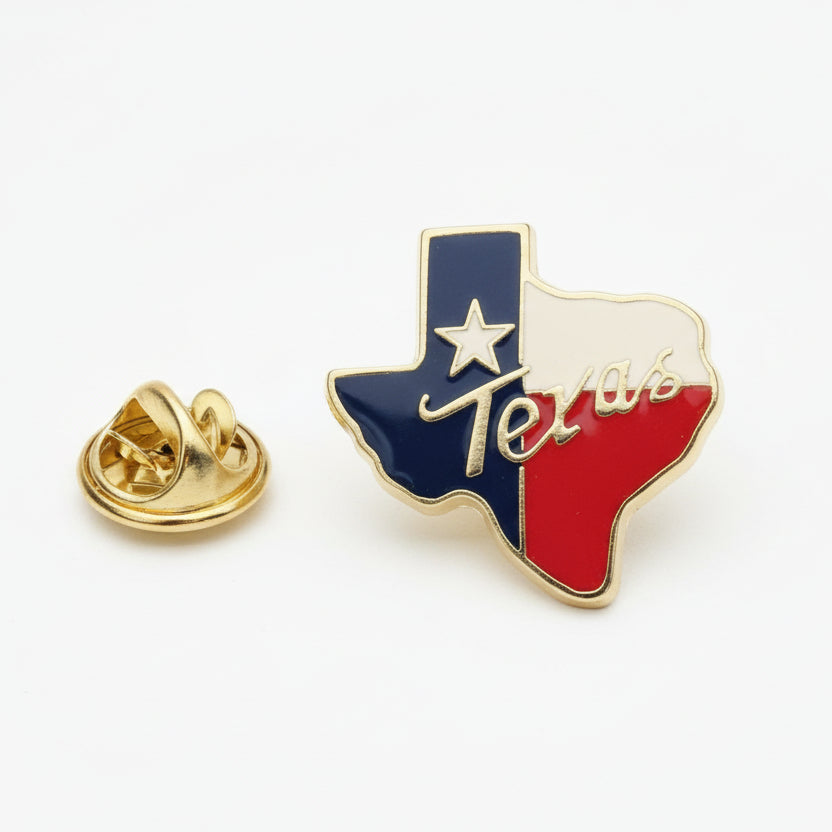 State of Texas (Shaped) Enamel Lapel Pin - PatriotDepot.com