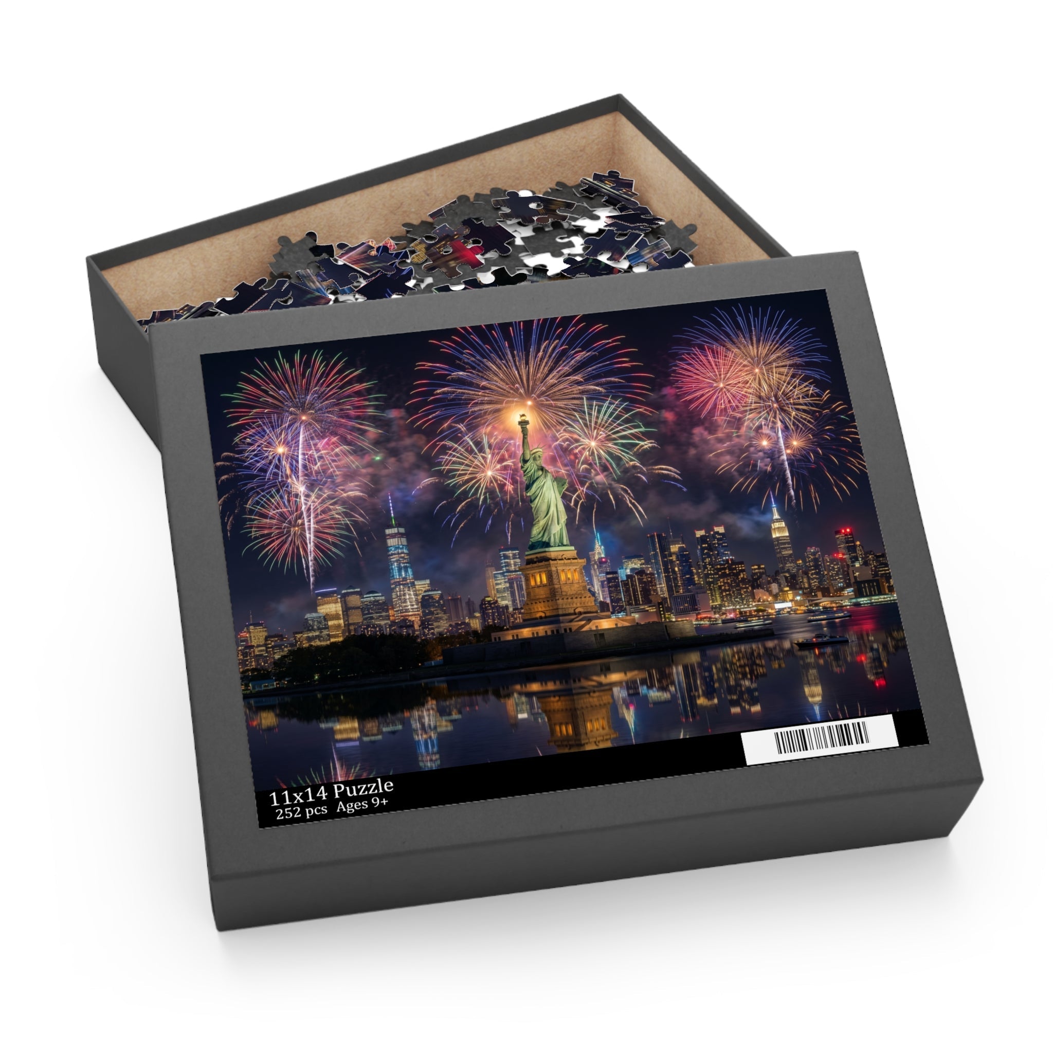 Statue of Liberty Fireworks Puzzle — New York City Night Skyline Custom Puzzle (120/252/500 pcs) - PatriotDepot.com