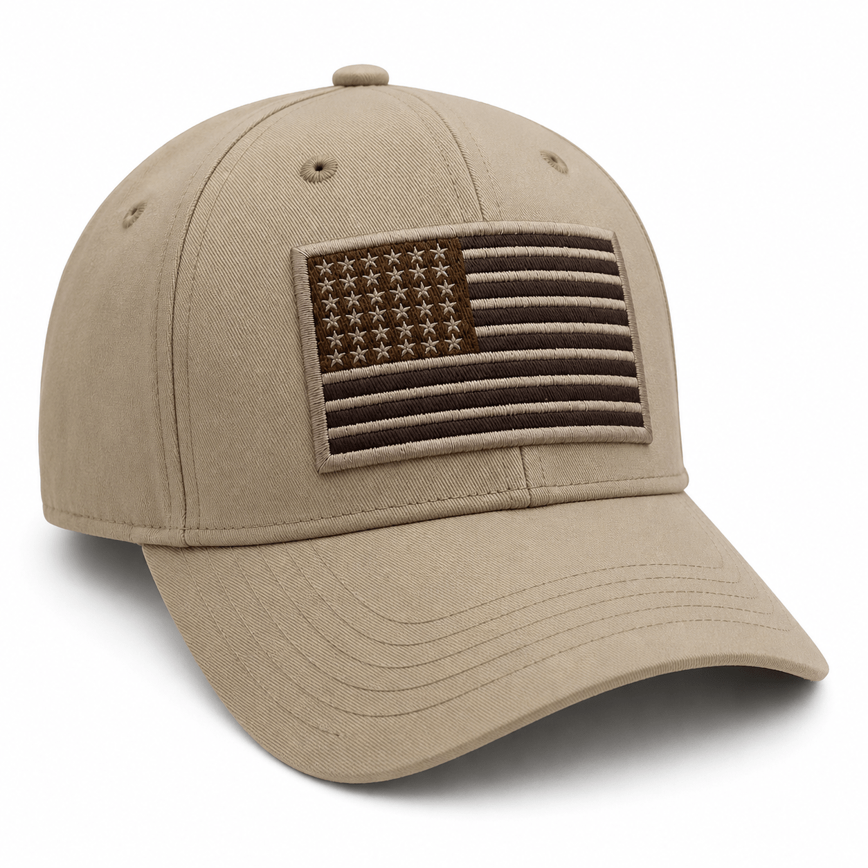 Tactical Flag Embroidered Hat (Khaki) - PatriotDepot.com