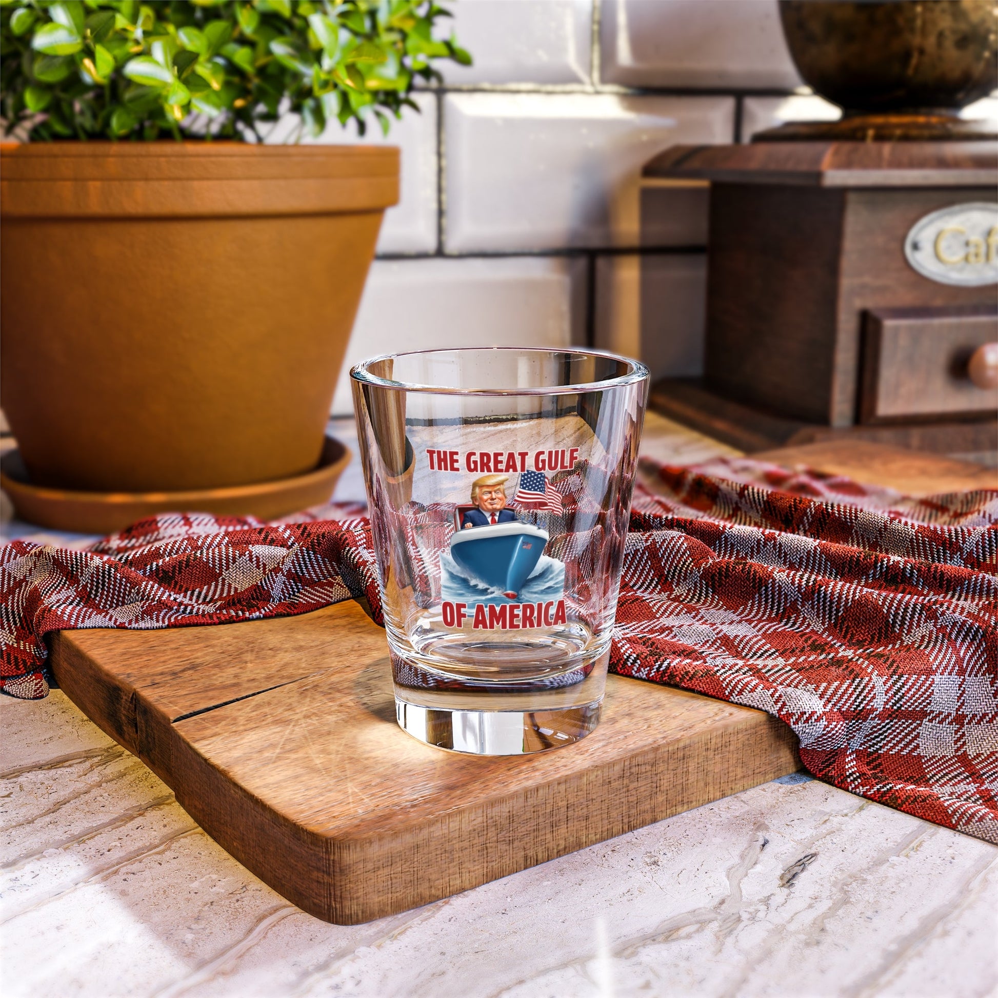 The Great Gulf of America Trump Custom Shot Glass - PatriotDepot.com