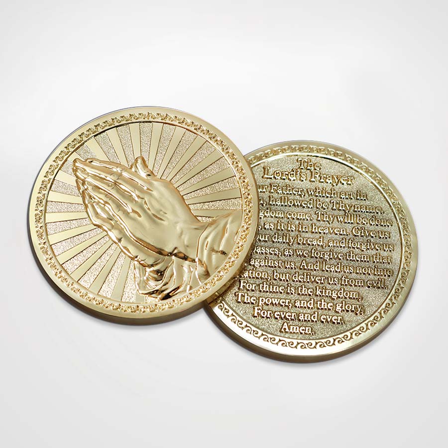The Lord’s Prayer Challenge Coin | Gold-Plated Brass, 1.75 Inch - PatriotDepot.com
