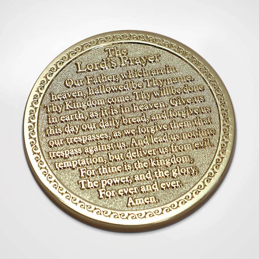 The Lord’s Prayer Challenge Coin | Gold-Plated Brass, 1.75 Inch - PatriotDepot.com