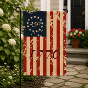 The Original 13 — Betsy Ross 250th Anniversary Garden Flag (12"×18") - PatriotDepot.com