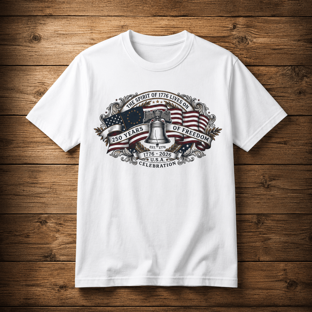 The Spirit of 76' Lives On Premium T-Shirt | Liberty Bell Edition - PatriotDepot.com