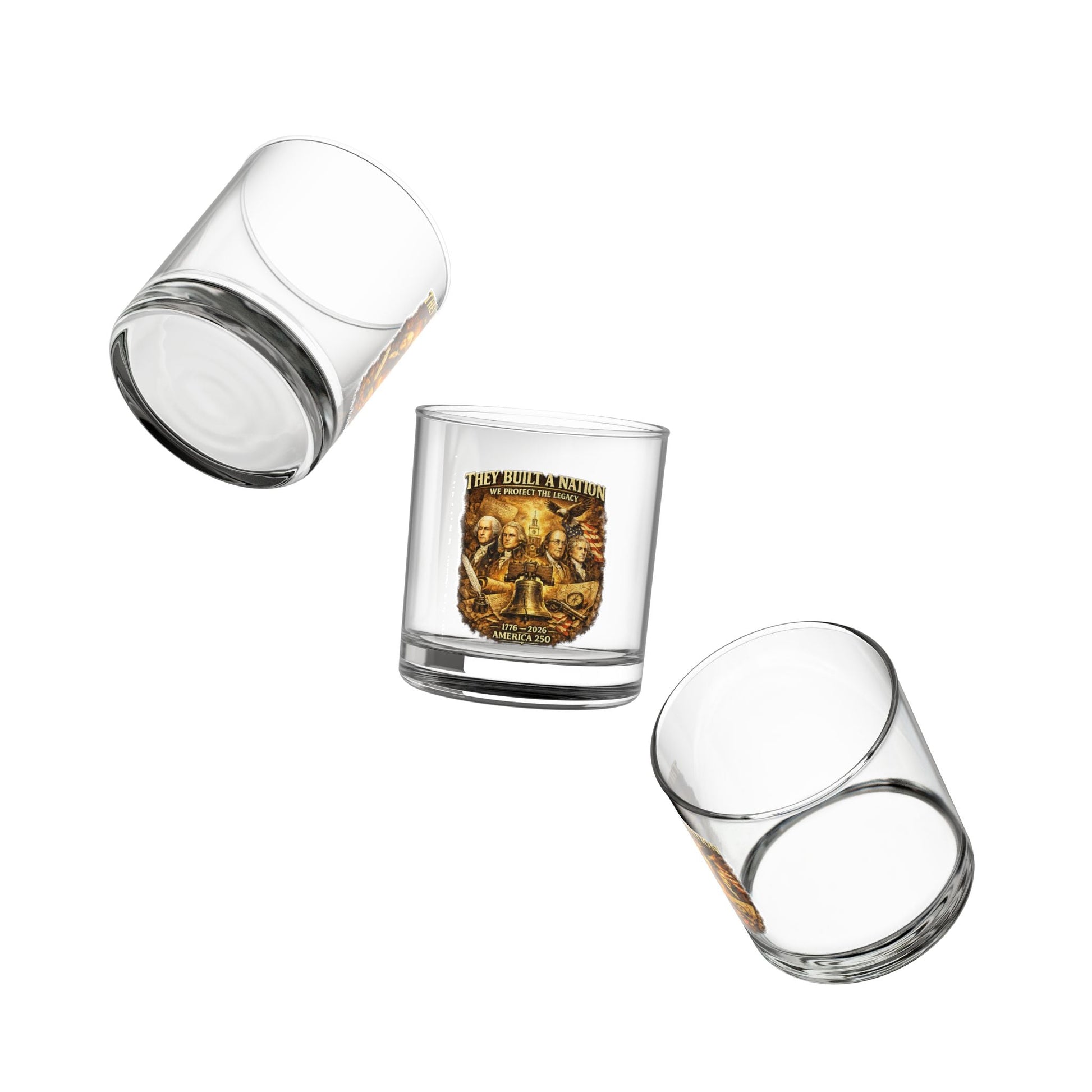They Built a Nation Rocks Glass — We Protect the Legacy Founding Fathers 1776–2026 America’s 250th Glass - PatriotDepot.com