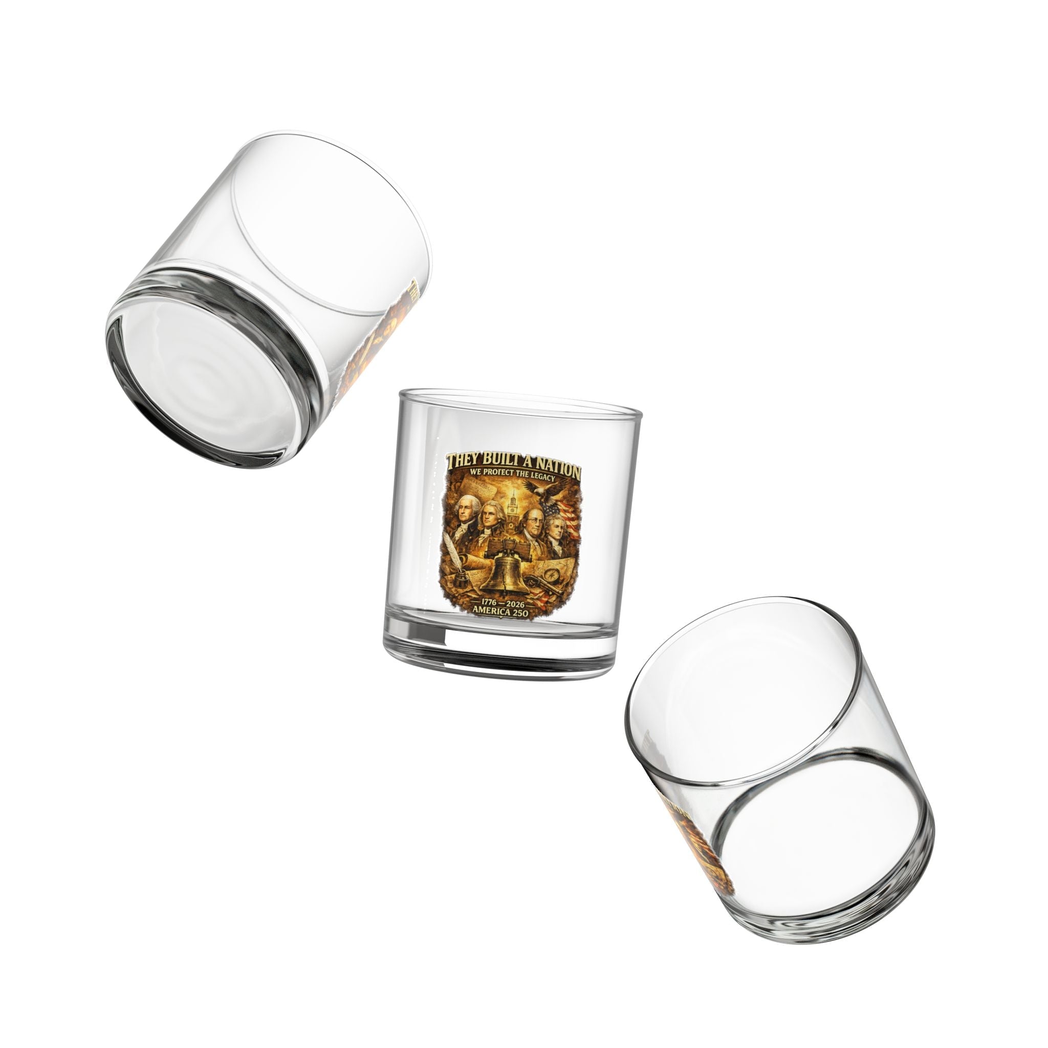 They Built a Nation Rocks Glass — We Protect the Legacy Founding Fathers 1776–2026 America’s 250th Glass - PatriotDepot.com
