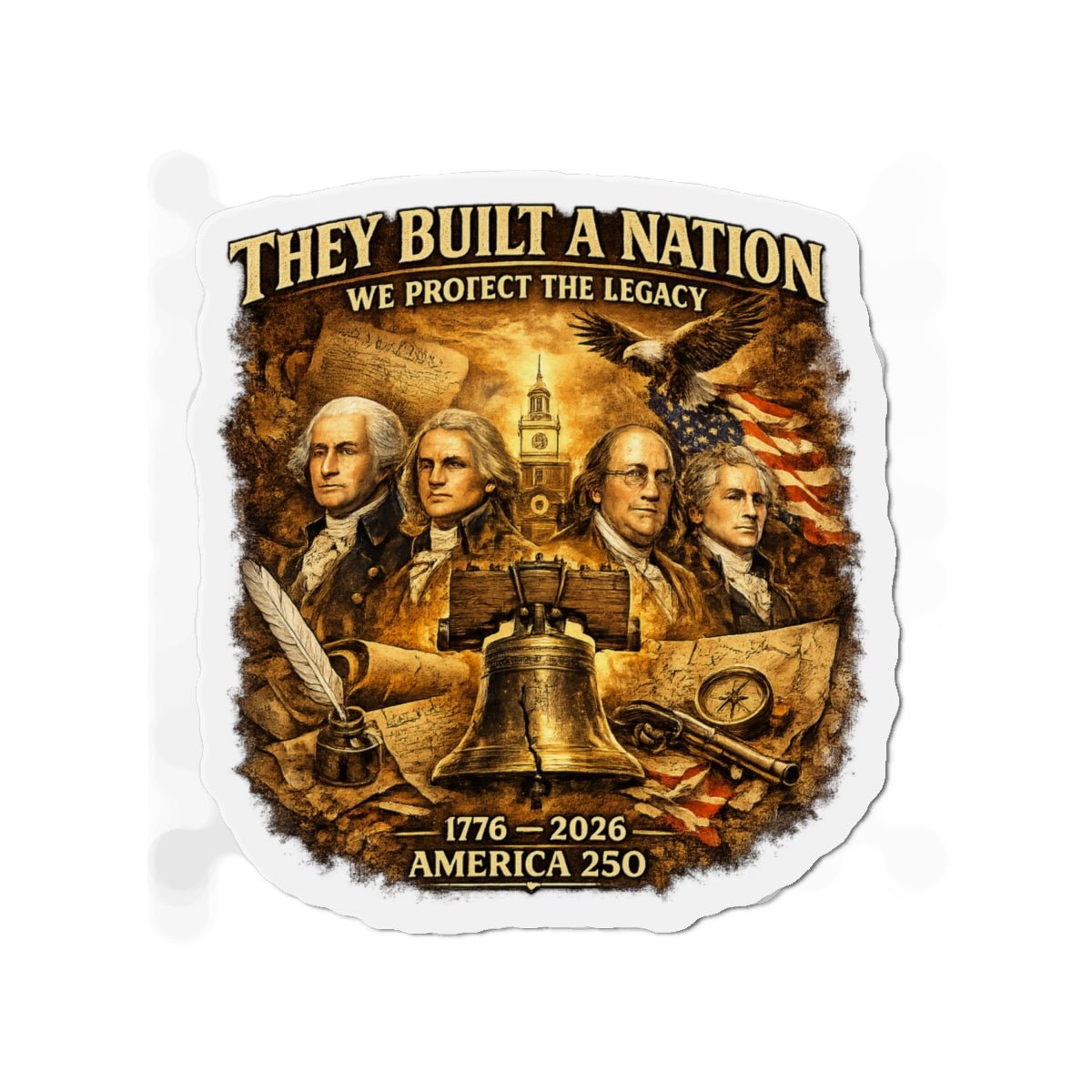 They Built a Nation We Protect the Legacy Founding Fathers 1776–2026 America’s 250th Die - Cut Magnet (3 Sizes) - PatriotDepot.com