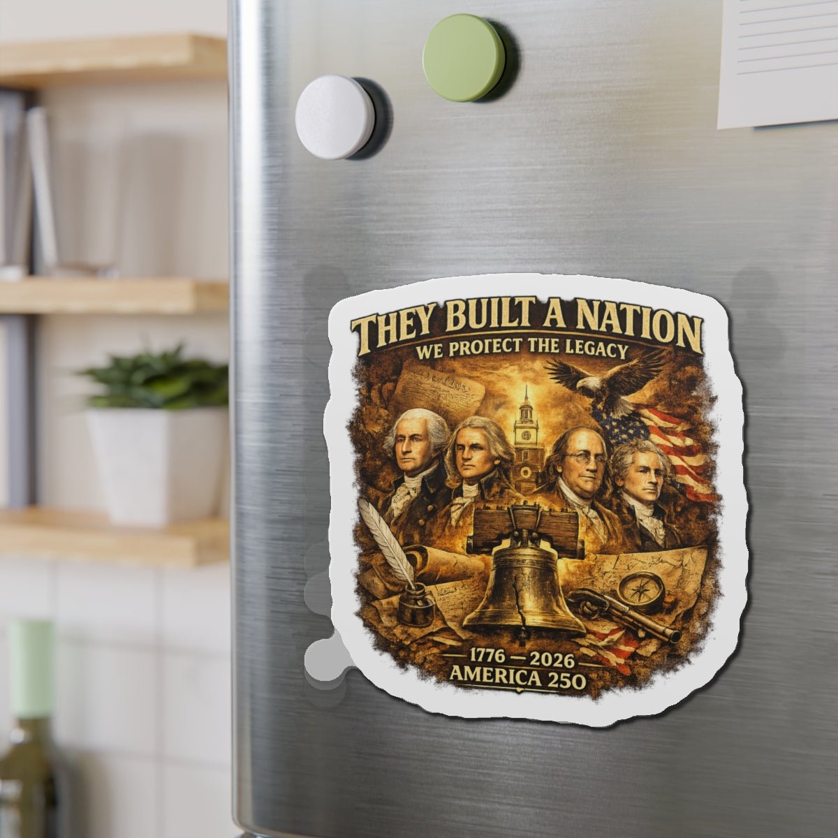 They Built a Nation We Protect the Legacy Founding Fathers 1776–2026 America’s 250th Die - Cut Magnet (3 Sizes) - PatriotDepot.com