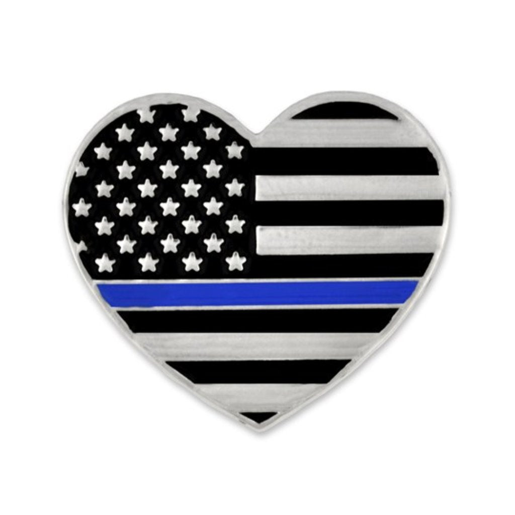 Thin Blue Line Heart Lapel Pin - PatriotDepot.com