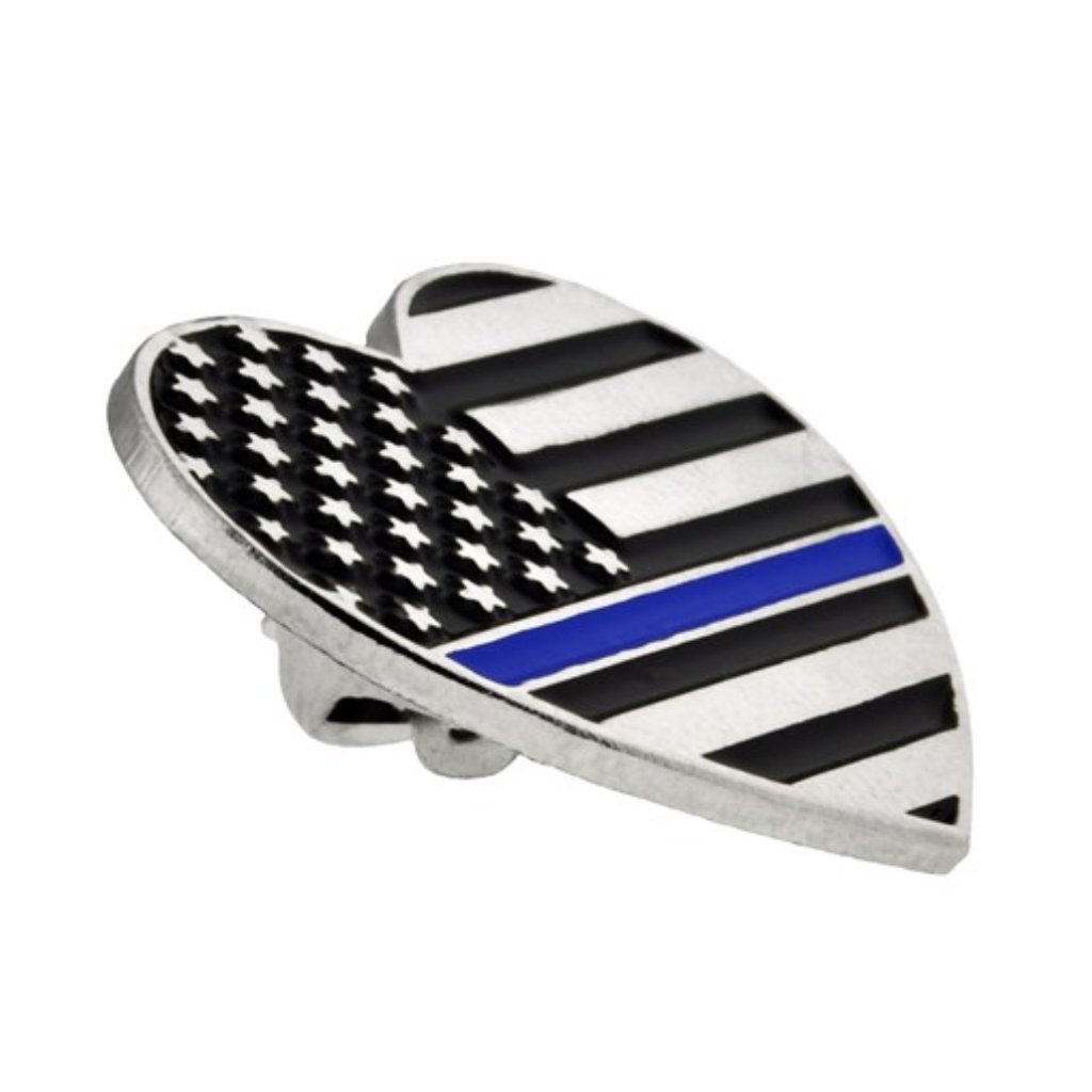 Thin Blue Line Heart Lapel Pin - PatriotDepot.com