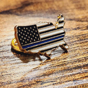 Thin Blue Line - USA (Gold Plated) Lapel Pin - PatriotDepot.com