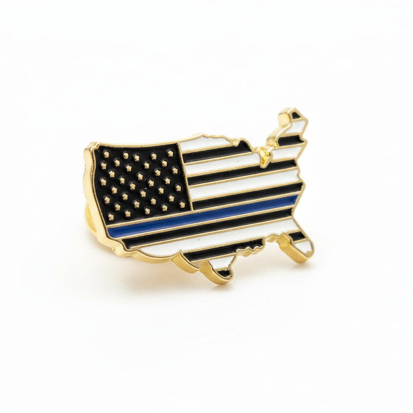 Thin Blue Line - USA (Gold Plated) Lapel Pin - PatriotDepot.com