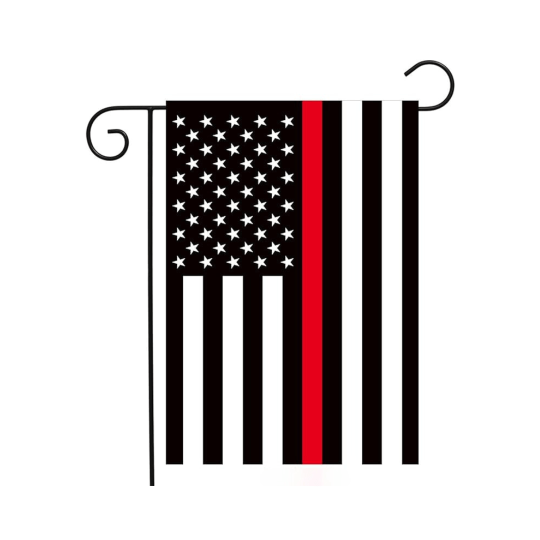Thin Red Line USA 12"x18" Garden Flag (embroidered stars) - PatriotDepot.com