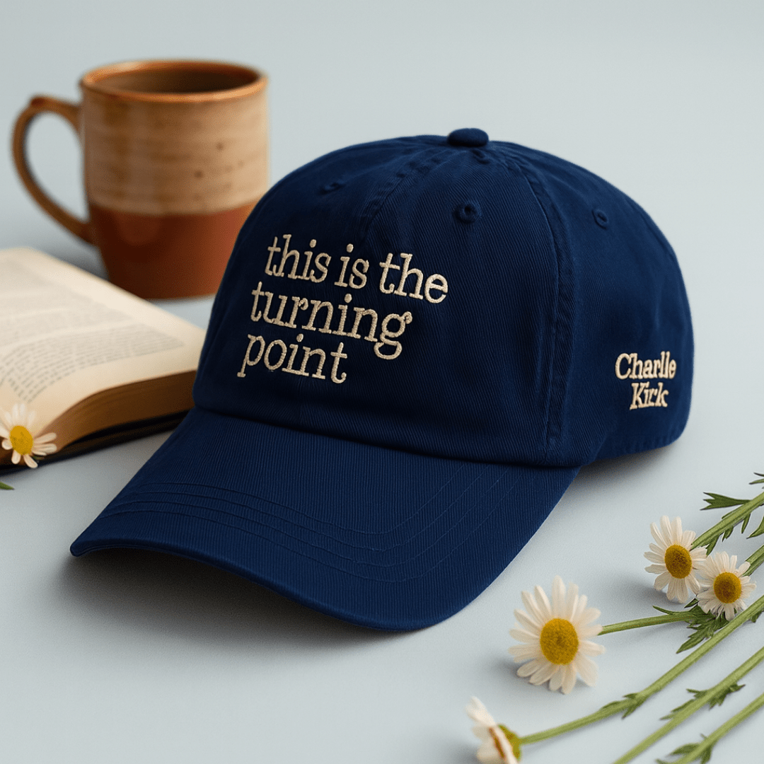 This is the Turning Point Charlie Kirk Embroidered Hat (Navy) - PatriotDepot.com