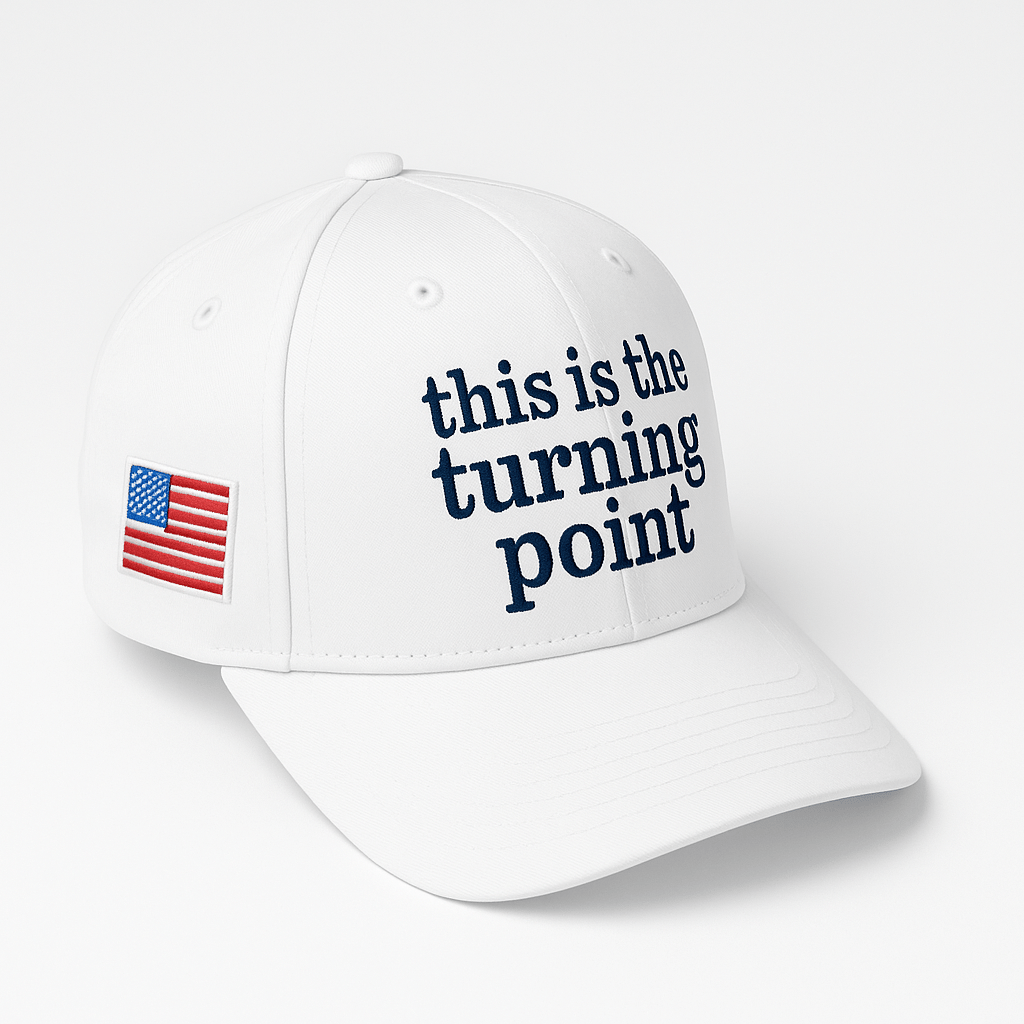 This is the Turning Point Charlie Kirk Embroidered Hat (White) - PatriotDepot.com