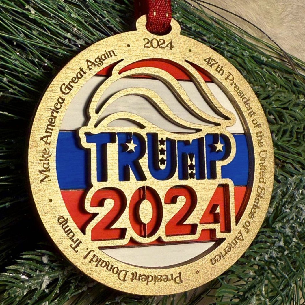Trump 2024 47th President Wood Ornament - PatriotDepot.com