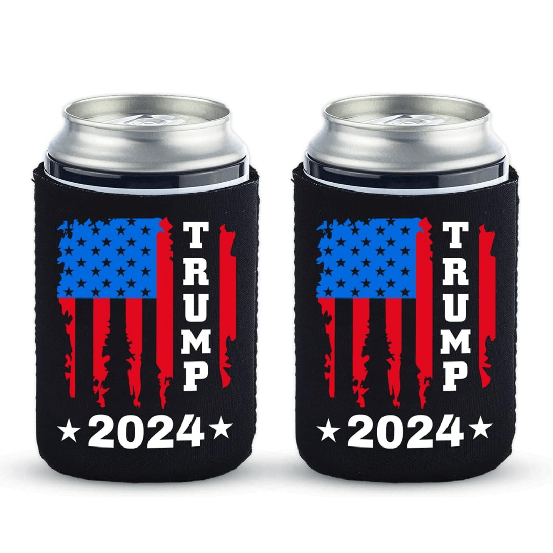 Trump 2024 American Flag Can Cooler (Colored Flag) - PatriotDepot.com