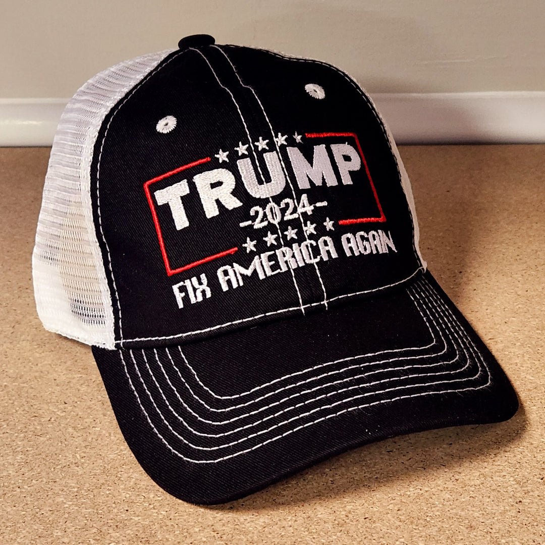 Trump 2024 "Fix America Again" Embroidered Soft Mesh Trucker - Style Hat - PatriotDepot.com