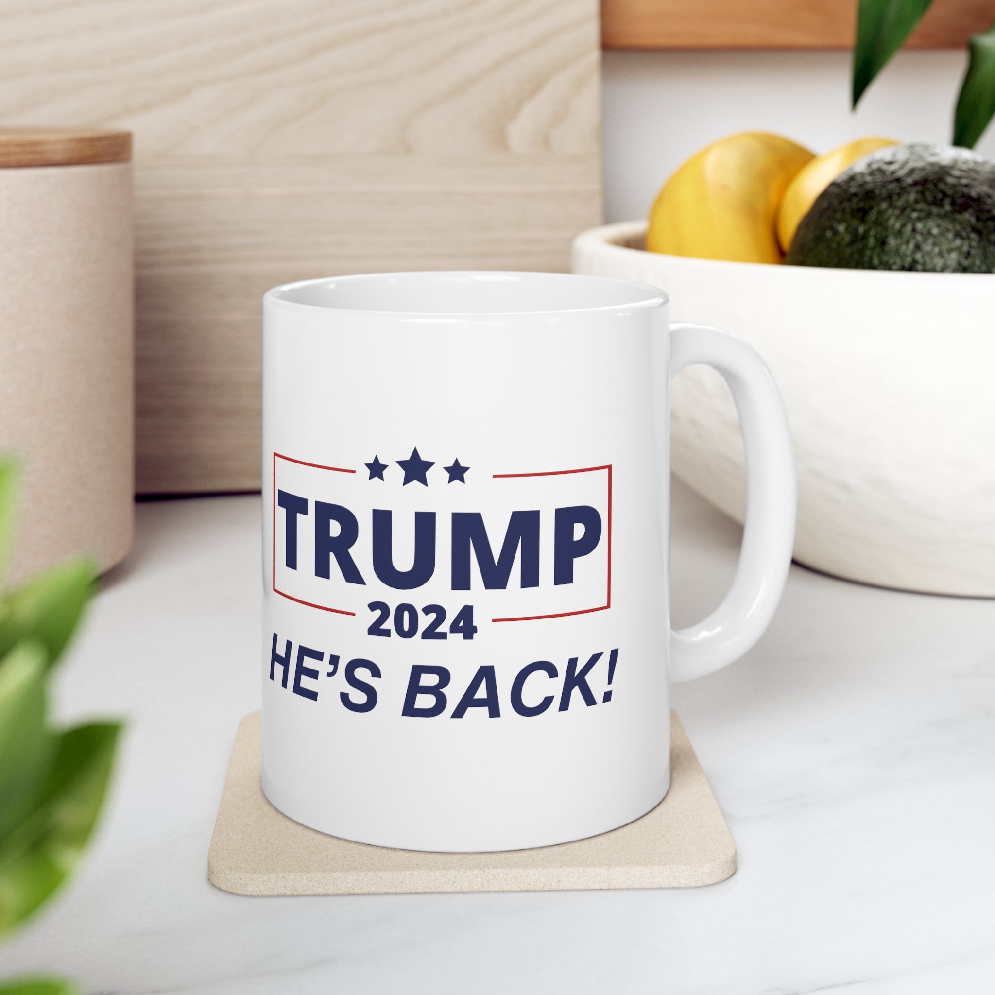 Trump 2024 He's Back Mug - PatriotDepot.com