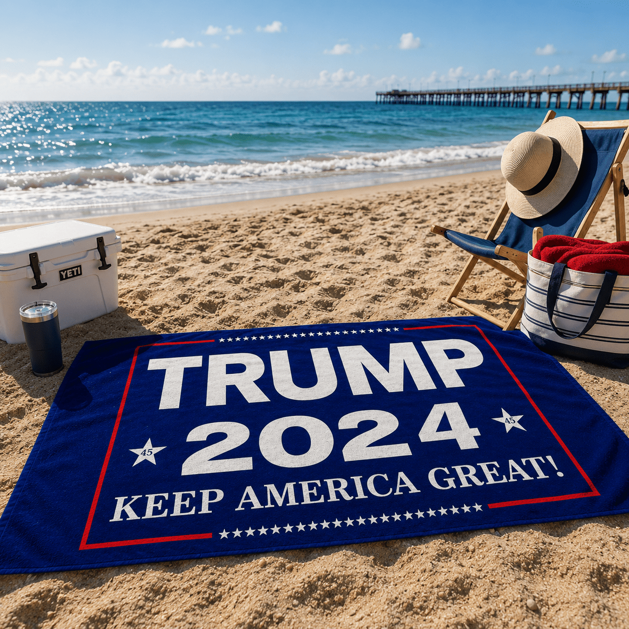 Trump 2024 Keep America Great Beach Towel - PatriotDepot.com
