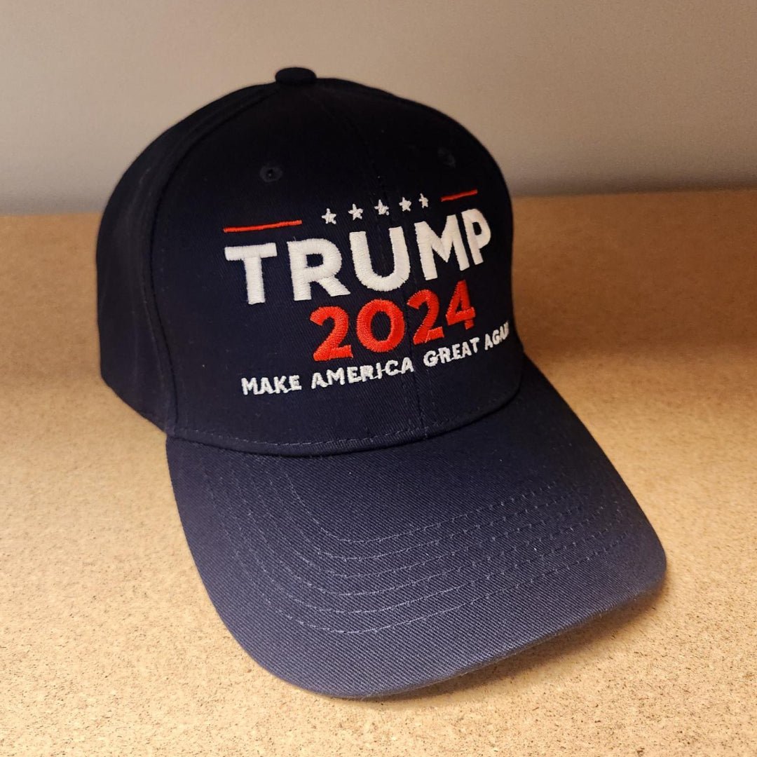 Trump 2024 MAGA Custom Embroidered Hat (Navy) - PatriotDepot.com