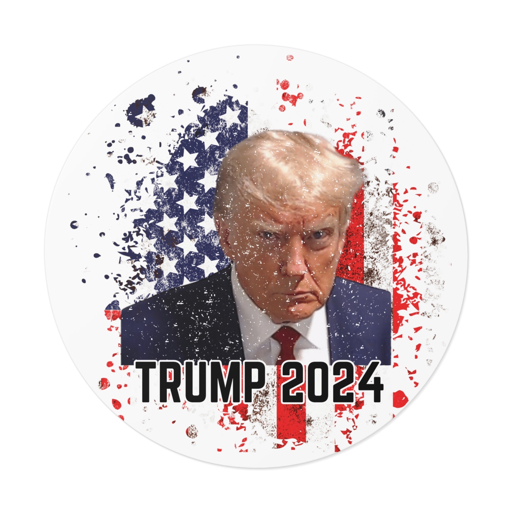 Trump 2024 Patriotic Mugshot Bumper Sticker (3 Sizes) - PatriotDepot.com