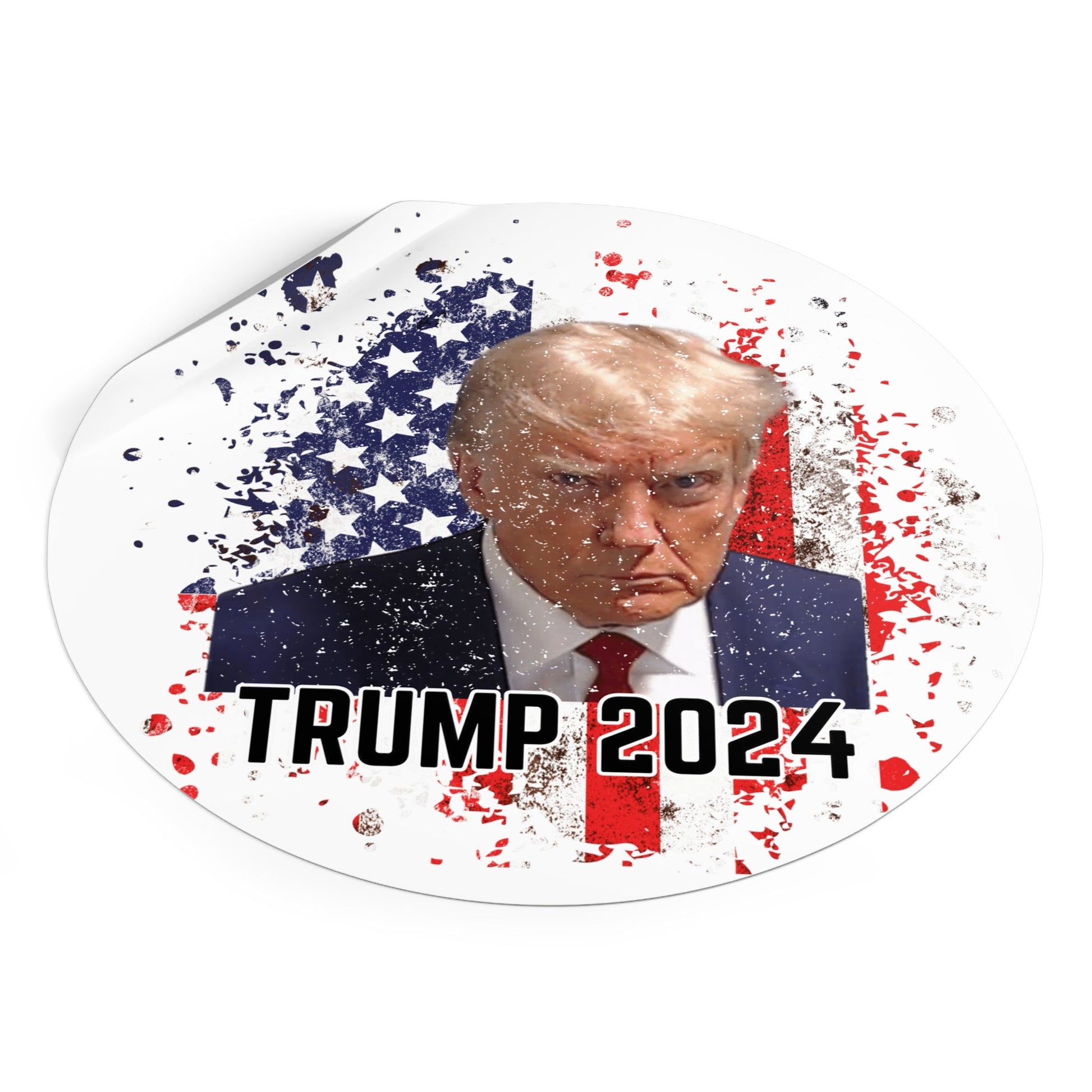 Trump 2024 Patriotic Mugshot Bumper Sticker (3 Sizes) - PatriotDepot.com