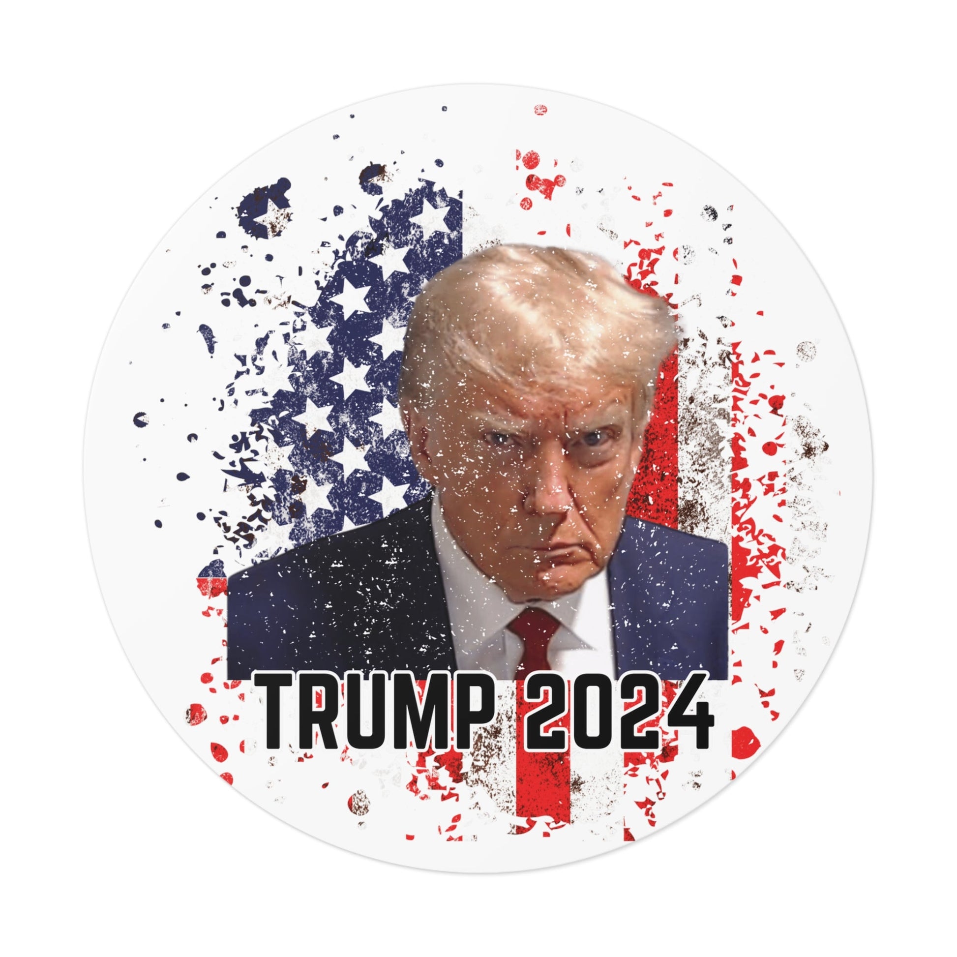 Trump 2024 Patriotic Mugshot Bumper Sticker (3 Sizes) - PatriotDepot.com