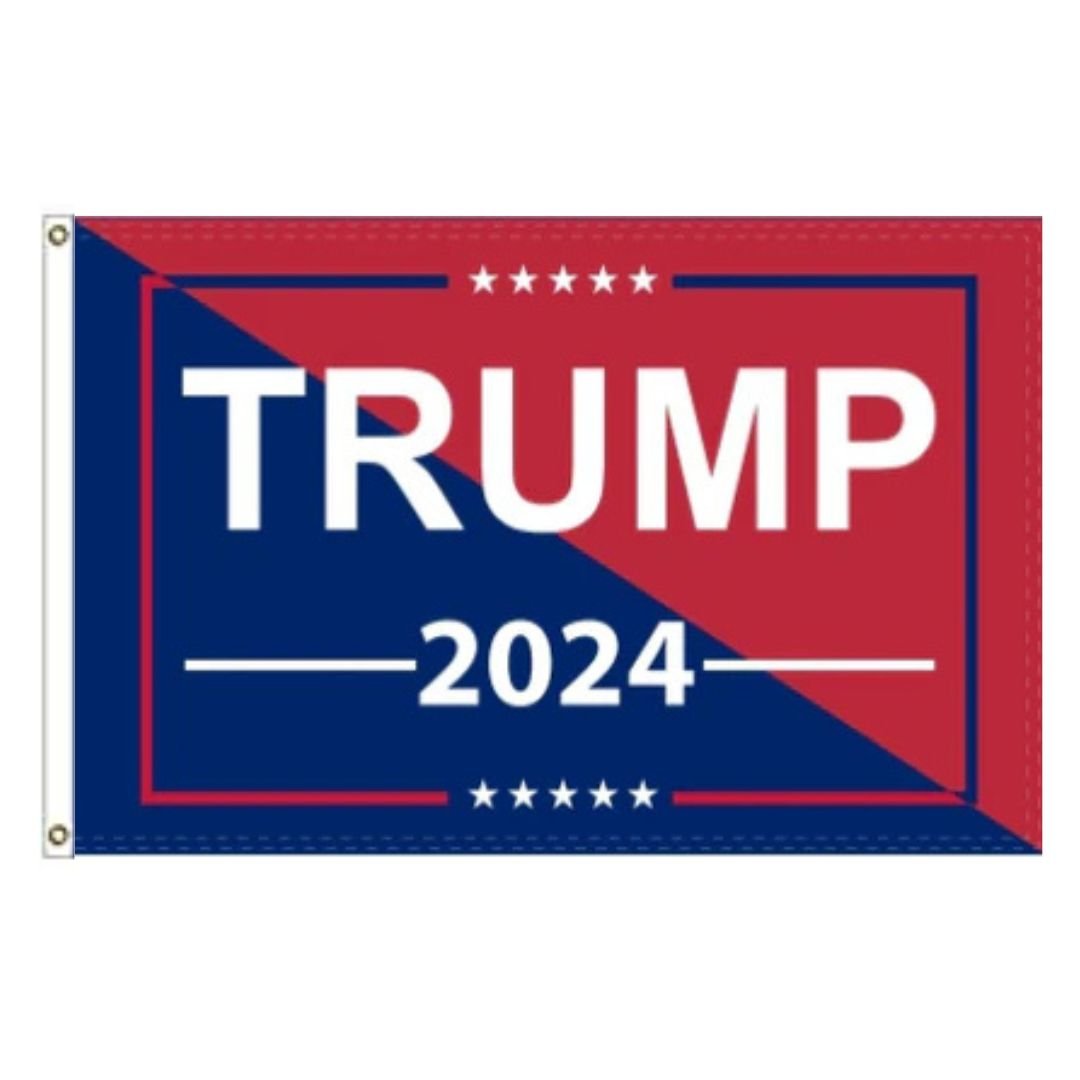 Trump 2024 (Red/Blue Design) Flag - 2 Sizes - PatriotDepot.com