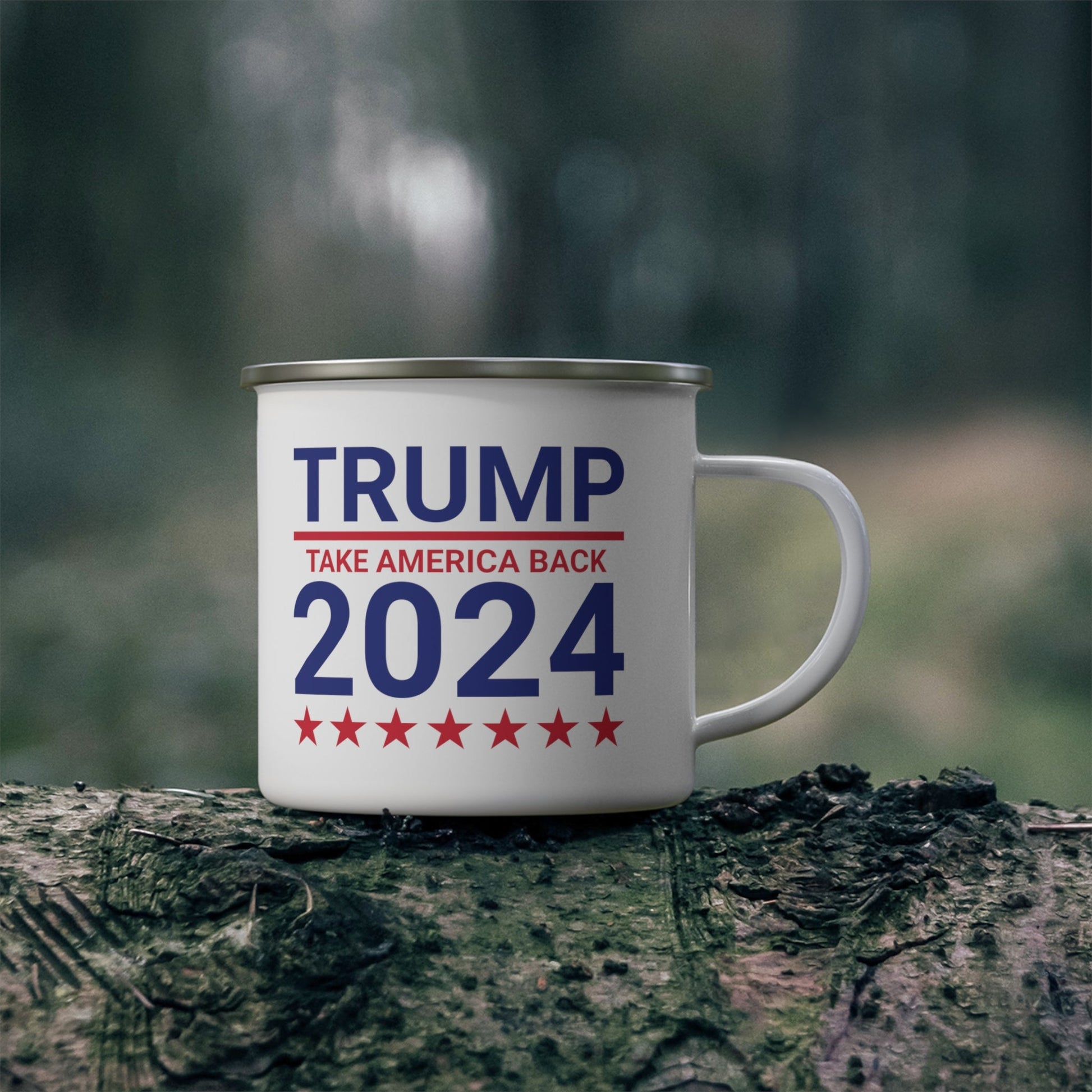 Trump 2024 "Take America Back" Enamel Camping Mug - PatriotDepot.com