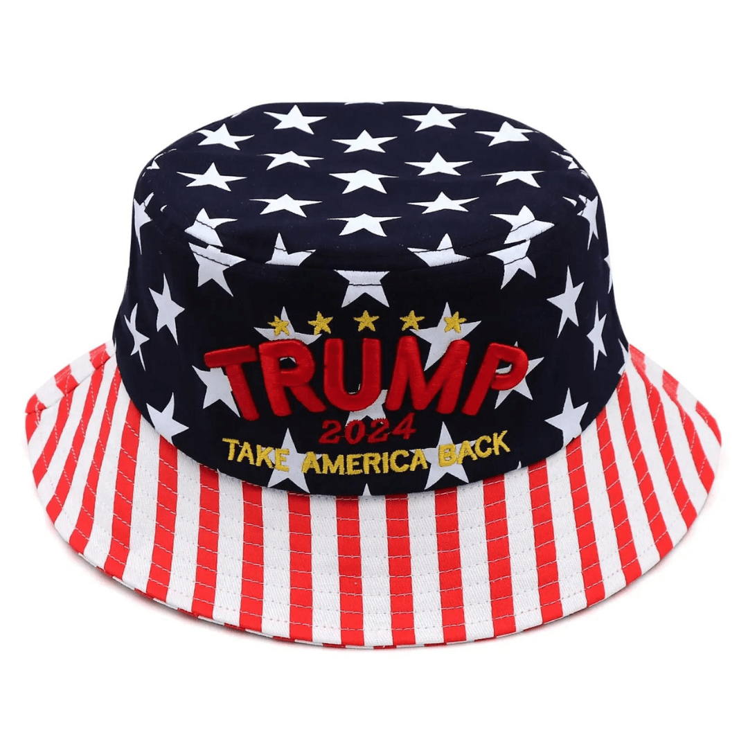 Trump 2024 Take America Back Patriotic Embroidered Bucket Hat - PatriotDepot.com