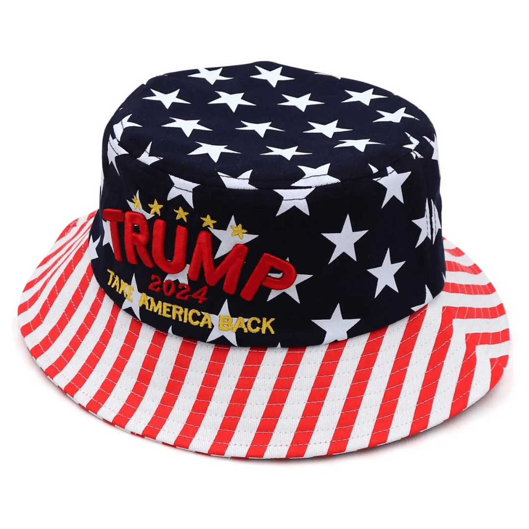 Trump 2024 Take America Back Patriotic Embroidered Bucket Hat - PatriotDepot.com