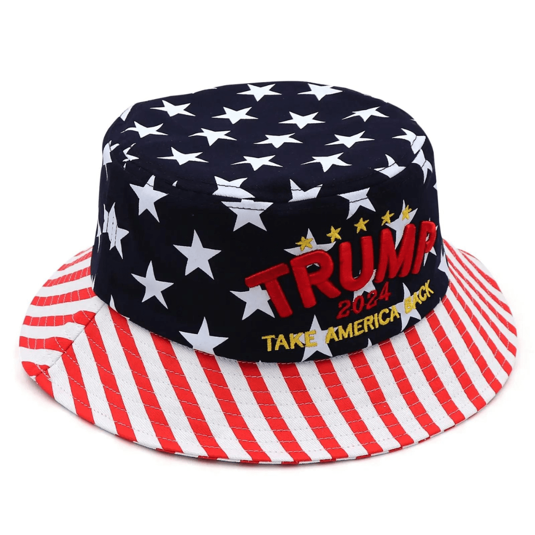 Trump 2024 Take America Back Patriotic Embroidered Bucket Hat - PatriotDepot.com