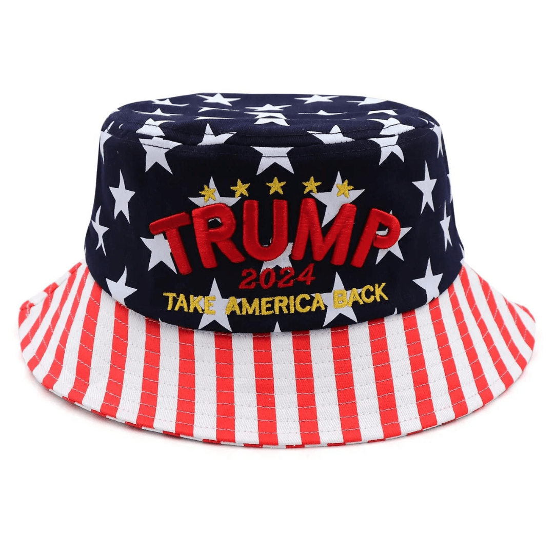 Trump 2024 Take America Back Patriotic Embroidered Bucket Hat - PatriotDepot.com